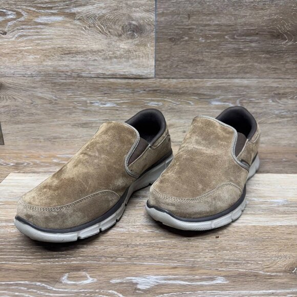 Skechers Equalized Mind Game Slip On Tan Leather Men's Size 9.5 - Picture 1 of 7
